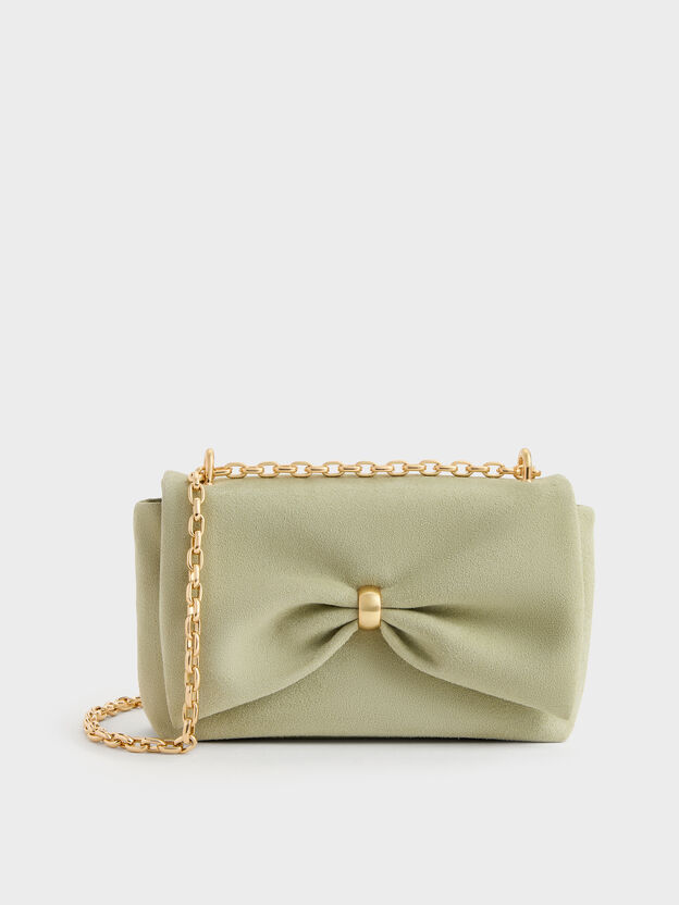 Halsey Ruched Chain Shoulder Bag, Pale Sage, hi-res