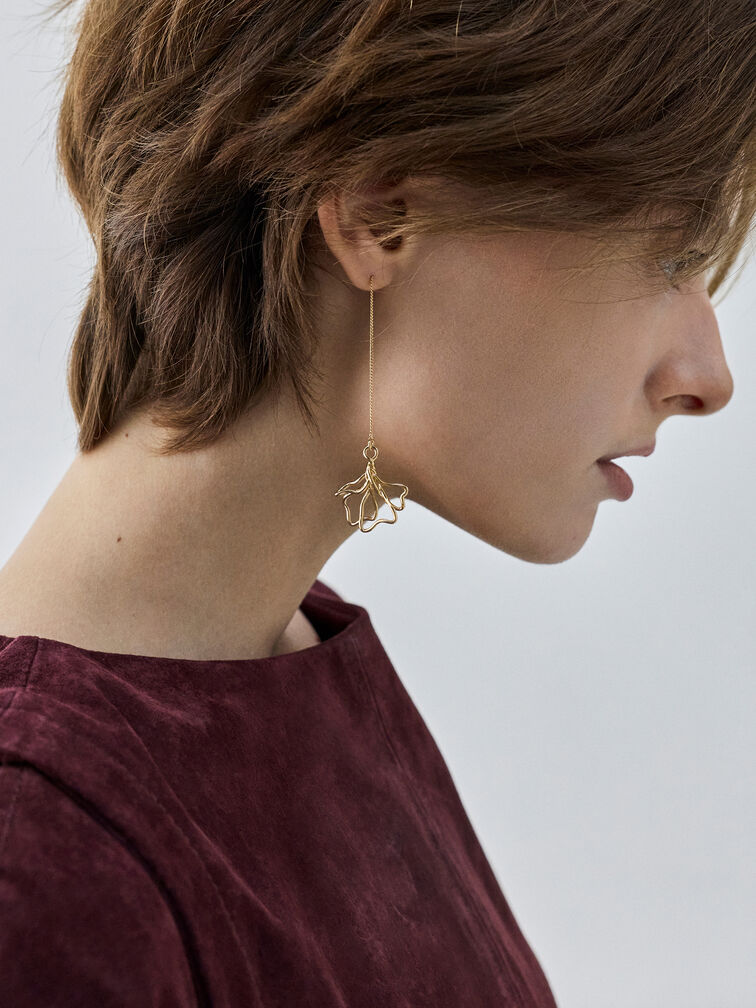 Fernley Flower Chain Drop Earrings, Gold, hi-res