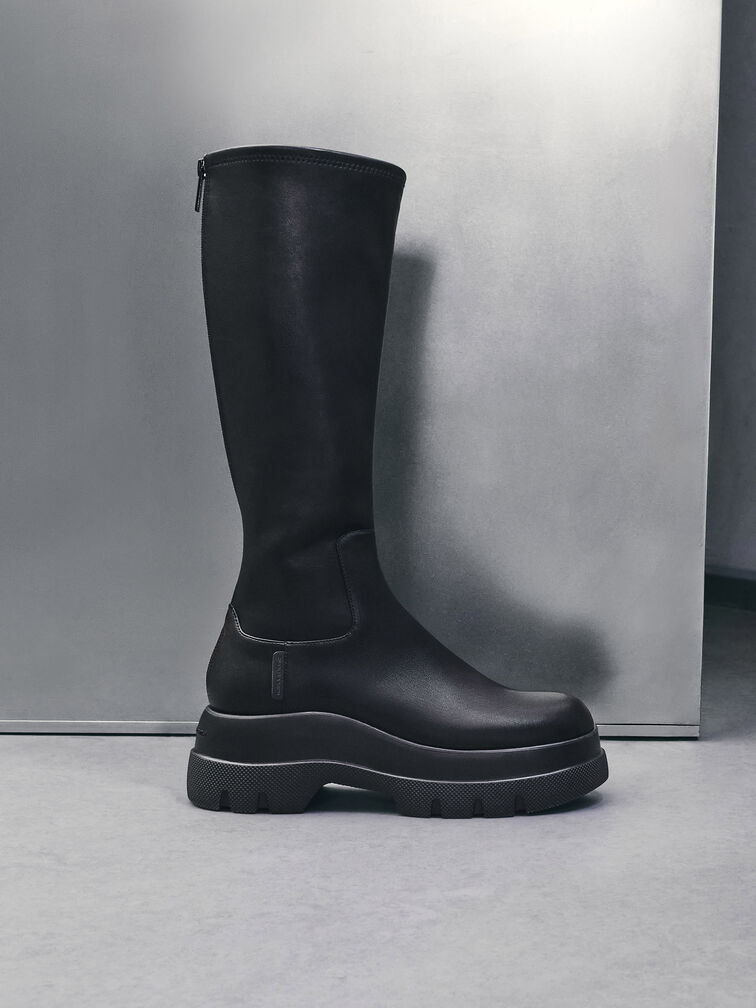 Leoi Chunky Knee-High Boots, Black, hi-res