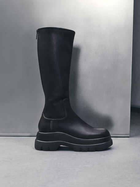 Leoi Chunky Knee-High Boots, Black, hi-res