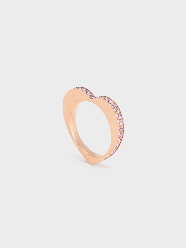 Malorie Crystal Heart Ring, Rose Gold, hi-res