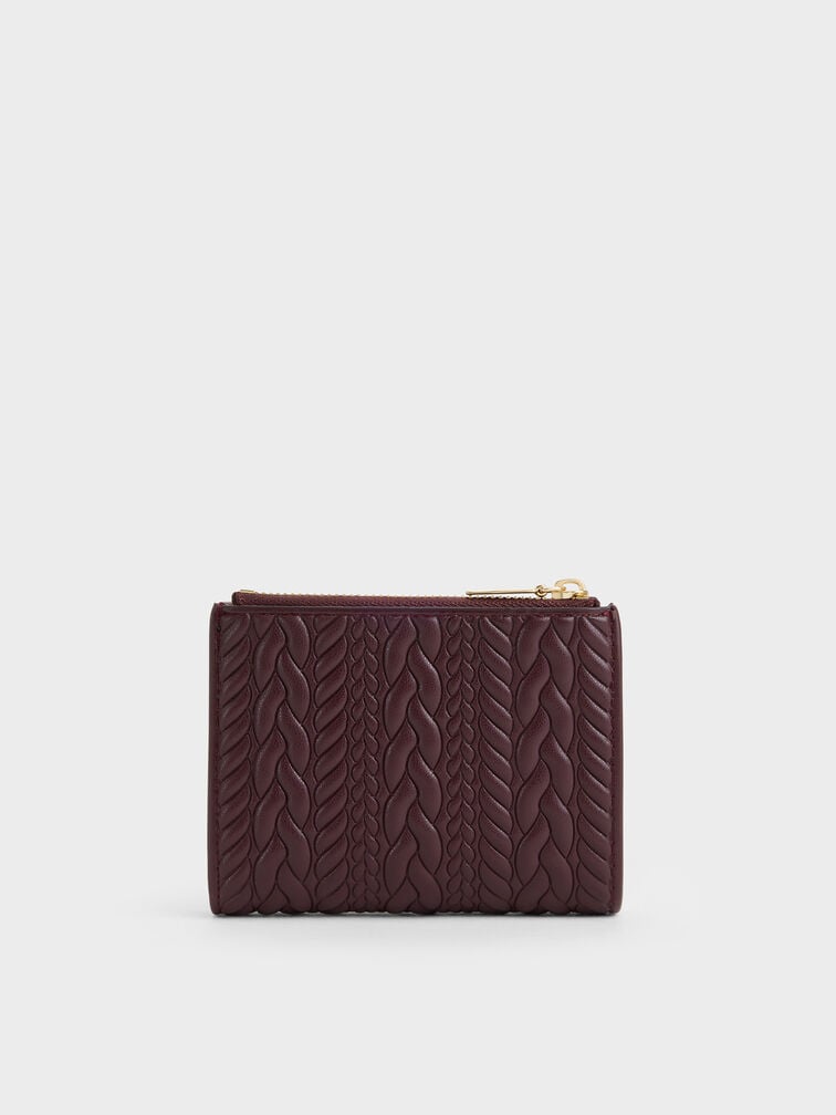 Apolline Textured Top-Zip Wallet, Wineberry Red, hi-res