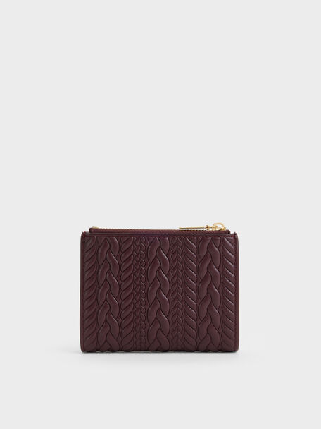 Apolline Textured Top-Zip Wallet, Wineberry Red, hi-res