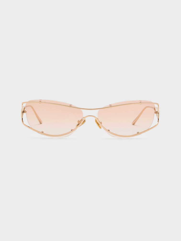 Ainsley Geometric Sunglasses, Light Gold, hi-res