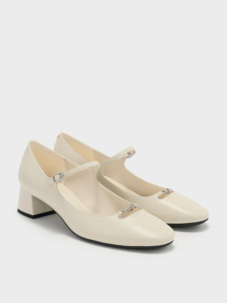 Shila Chain Mary Jane Pumps, Chalk, hi-res
