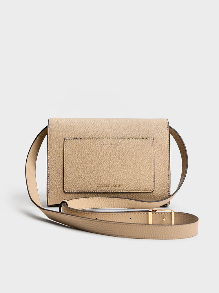 Chance Recycled Leather Turn-Lock Crossbody Bag, Nutmeg Beige, hi-res