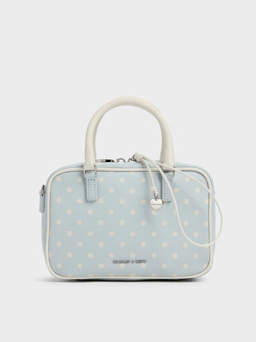 Sianna Polka-Dot Bowling Bag, Sea Salt Blue, hi-res