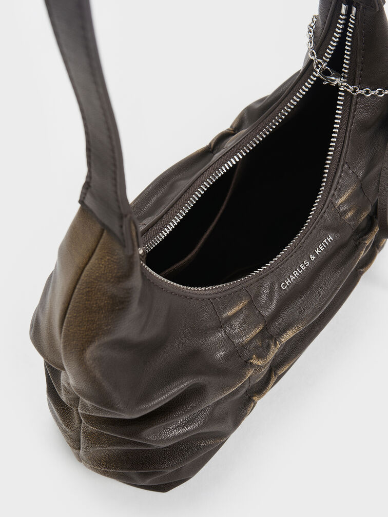 Kadee Ruched Bow-Charm Hobo Bag, Burnished Brown, hi-res