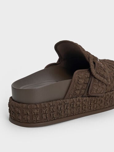 Loren Textured Flatform Mules, Dark Brown, hi-res