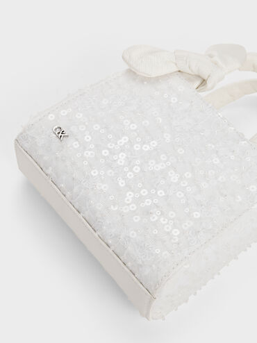 Albany Embroidered-Mesh Beaded Mini Bag, White, hi-res