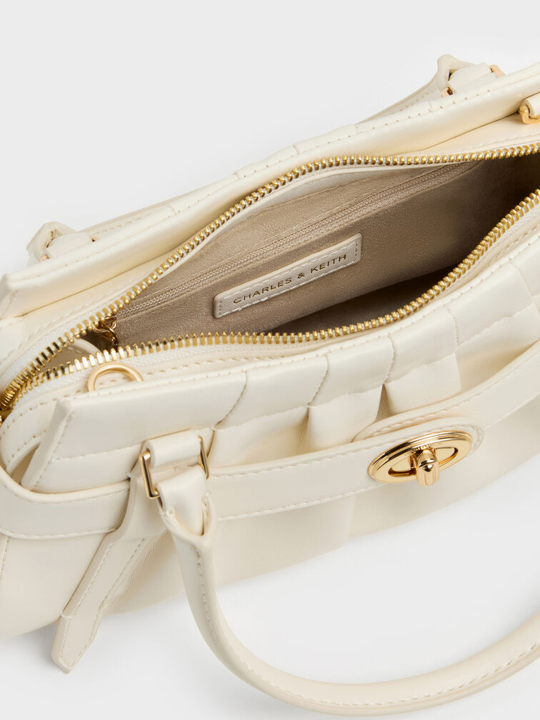 Isolde Belted Ruched Crossbody Bag, Cream, hi-res