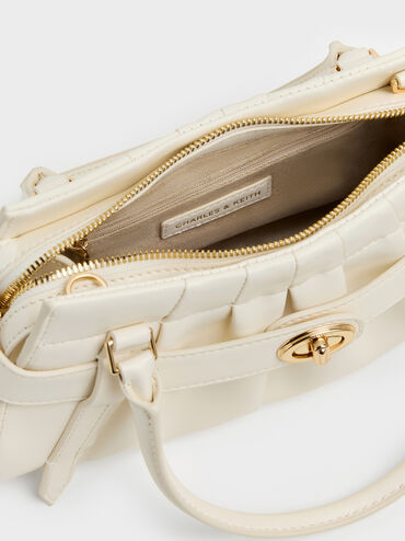 Isolde Belted Ruched Crossbody Bag, Cream, hi-res