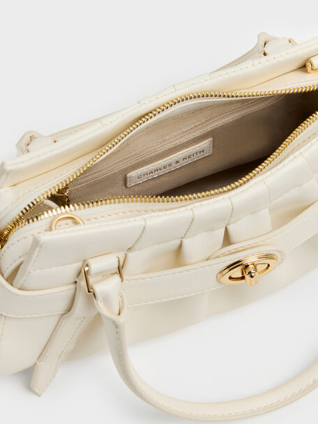 Isolde Belted Ruched Crossbody Bag, Cream, hi-res