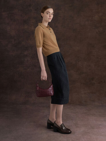 Ivette Woven Shoulder Bag, Wineberry Red, hi-res