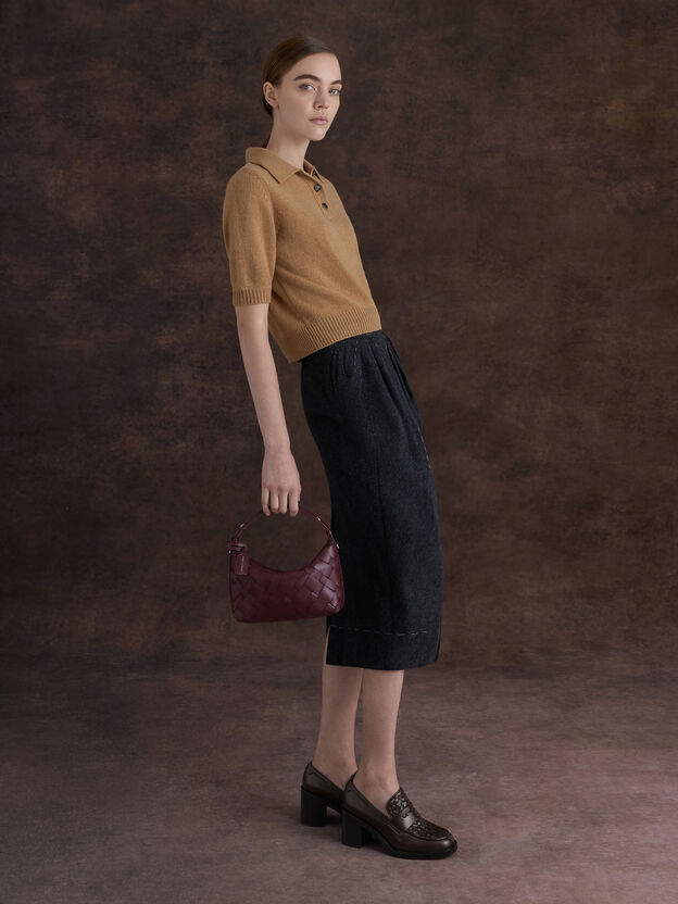 Ivette Woven Shoulder Bag, Wineberry Red, hi-res