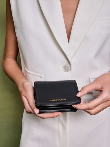 Lyla Knotted-Strap Wallet, Black, hi-res