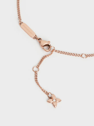 Felicity Flower-Motif Crystal Necklace, Rose Gold, hi-res