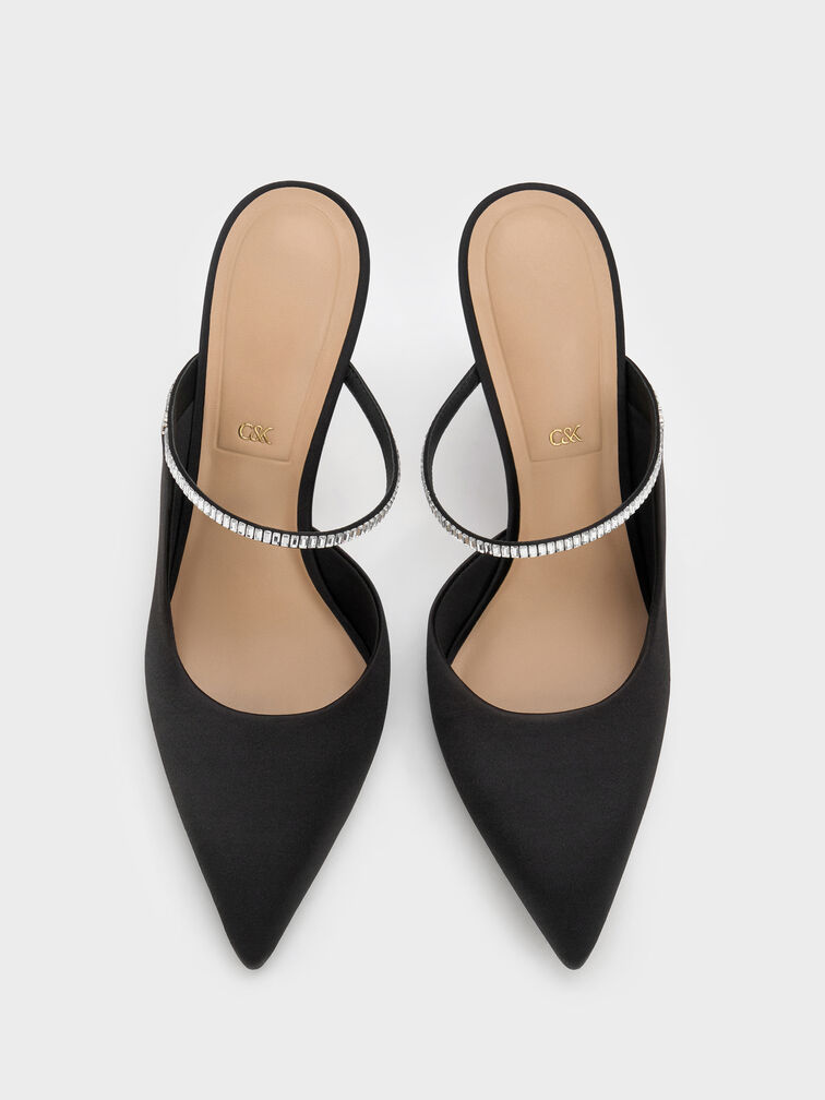 Gem D'Orsay Stiletto Mules, Black Textured, hi-res