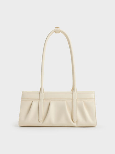 Isolde Belted Ruched Shoulder Bag, Cream, hi-res