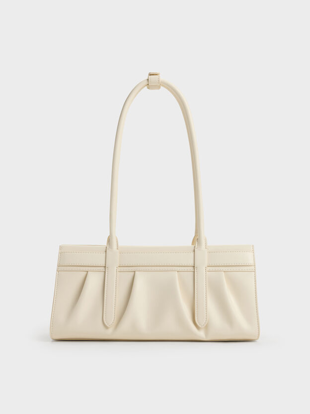 Isolde Belted Ruched Shoulder Bag, Cream, hi-res
