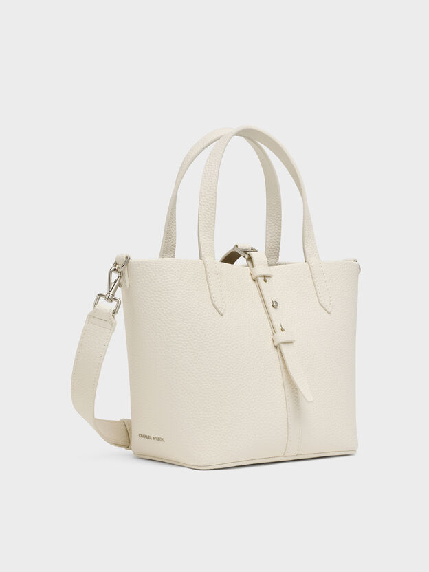 Mini Beryl Belted Bucket Bag, Cream, hi-res