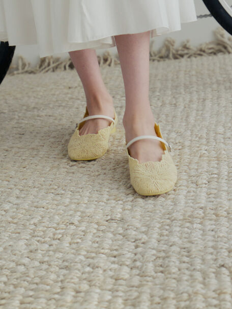 Meja Floral Mary Jane Flats, Yellow, hi-res