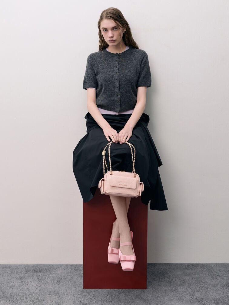 Duo Quilted Crossbody Bag, Soft Pink, hi-res