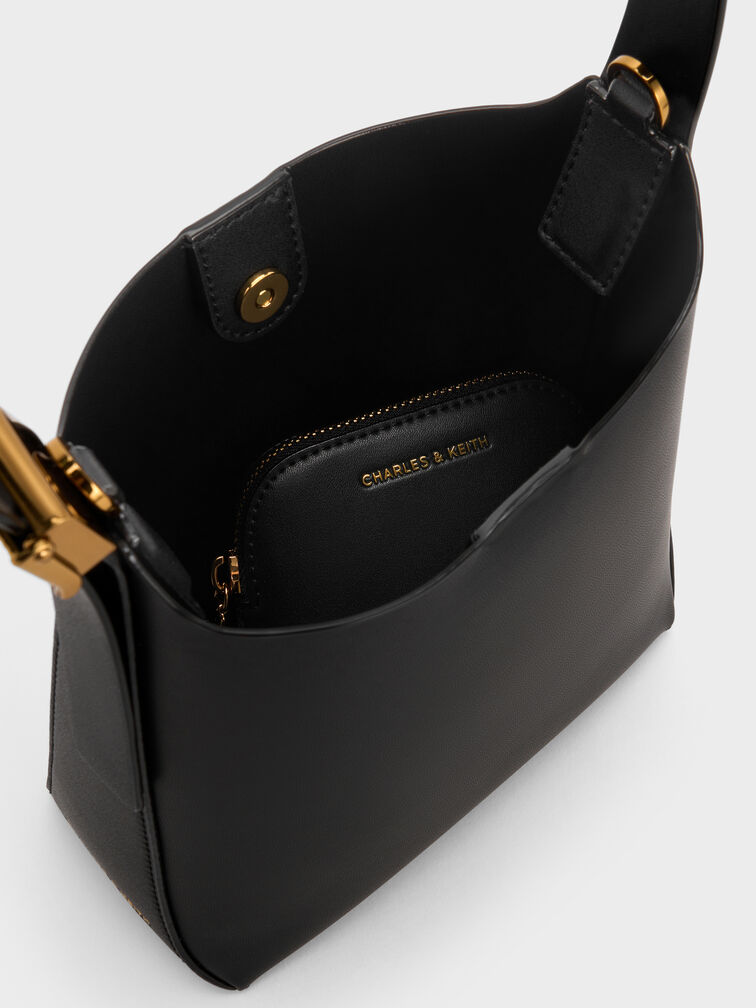 Edna Bucket Bag, Black, hi-res