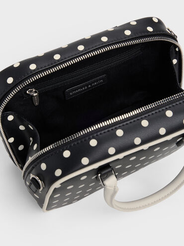 Sianna Polka-Dot Bowling Bag, Noir, hi-res