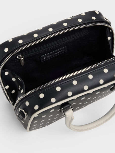 Sianna Polka-Dot Bowling Bag, Noir, hi-res