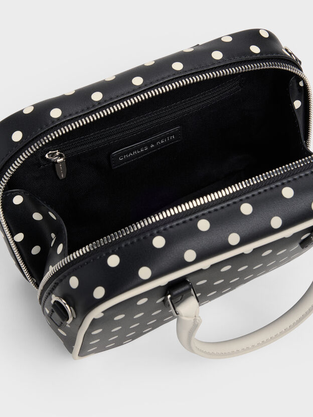 Sianna Polka-Dot Bowling Bag, Noir, hi-res
