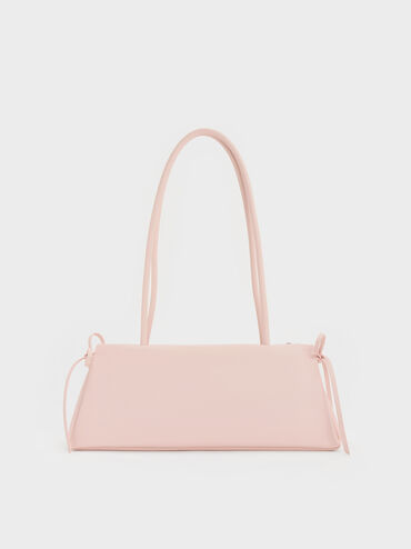 Hazel Bow Elongated Trapeze Shoulder Bag, Soft Pink, hi-res