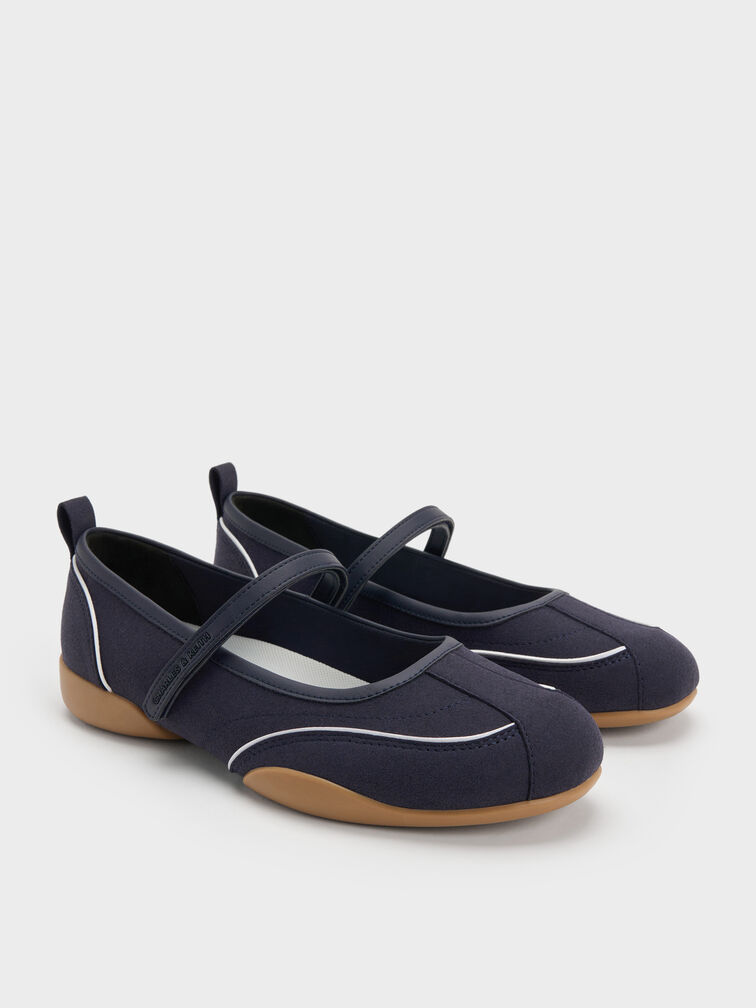 Louise Contrast-Trim Mary Jane Sneakers, Dark Blue, hi-res
