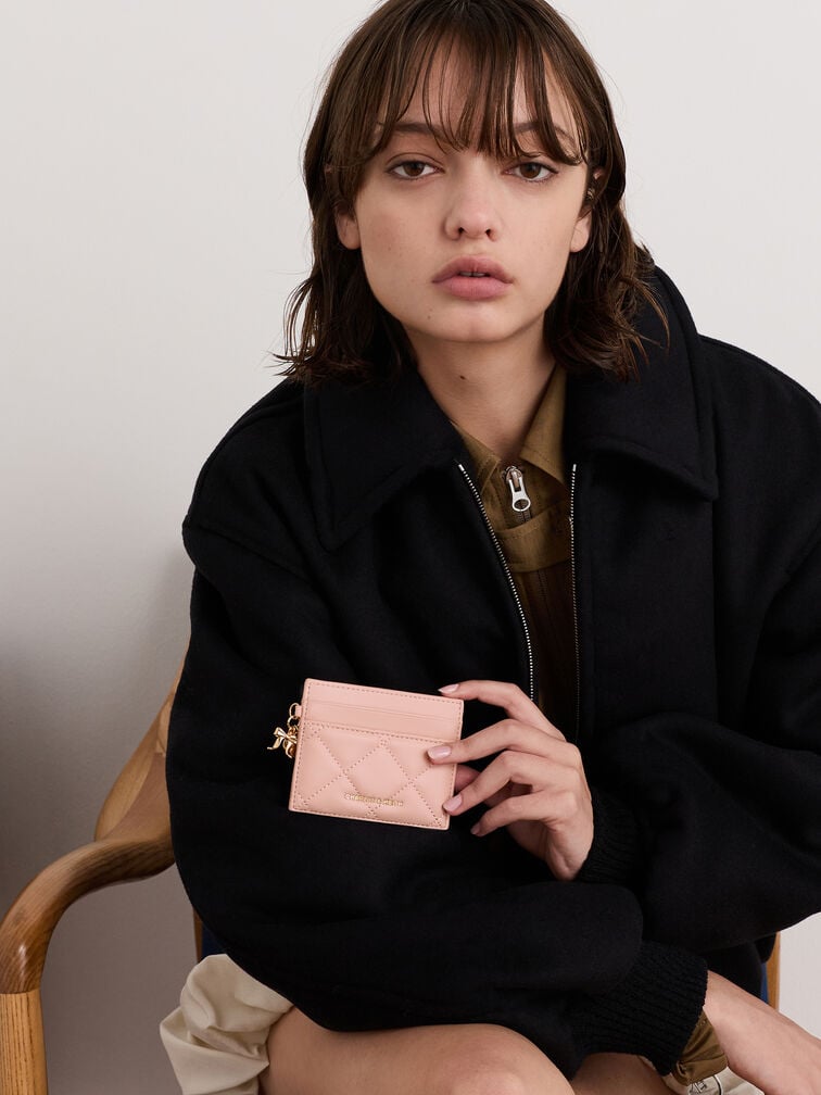 Arrietty Quilted Card Holder, Light Pink, hi-res