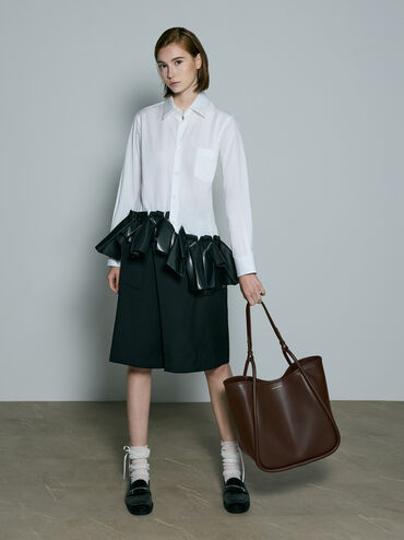 Lyla Tubular Slouchy Tote Bag, Espresso Brown, hi-res