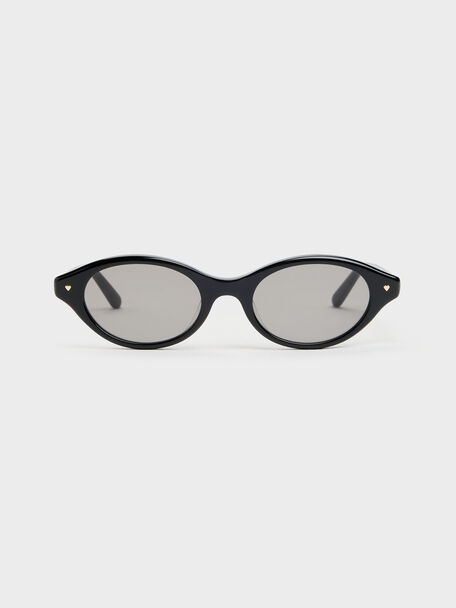 Pecola Oval Sunglasses, Black, hi-res