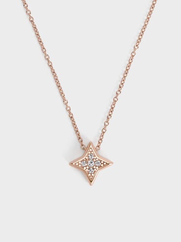 Everest Crystal Star Necklace, Rose Gold, hi-res