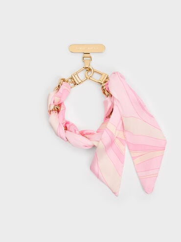 Swirl-Scarf Chain Bag Strap, Pink, hi-res