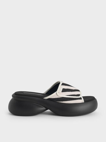 Striped Platform Sporty Slide Sandals, Multi, hi-res