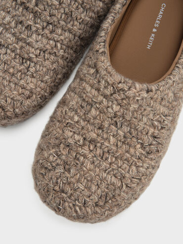 Crochet Flat Mules, Taupe, hi-res