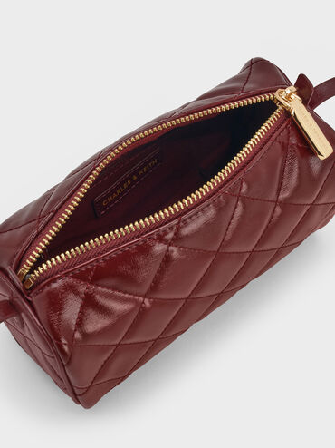 Janie Quilted Shoulder Bag, Burgundy, hi-res