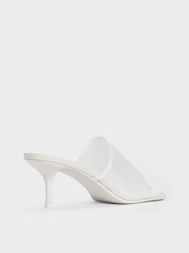 Loren Mesh Kitten-Heel Mules, White, hi-res