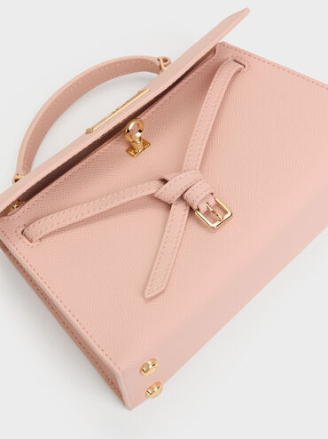 Tricha Knotted-Belt Top Handle Bag, Pink, hi-res