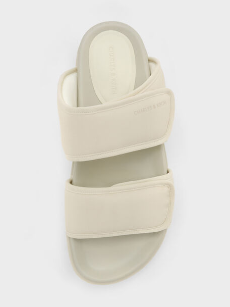 Nylon Double-Strap Flatform Sandals, Chalk, hi-res