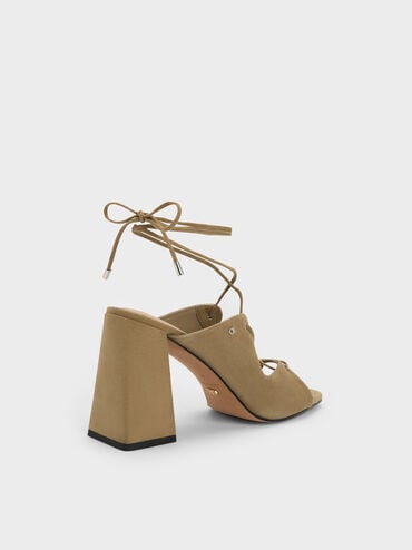 Jianna Suede Heeled Sandals, Military Green, hi-res