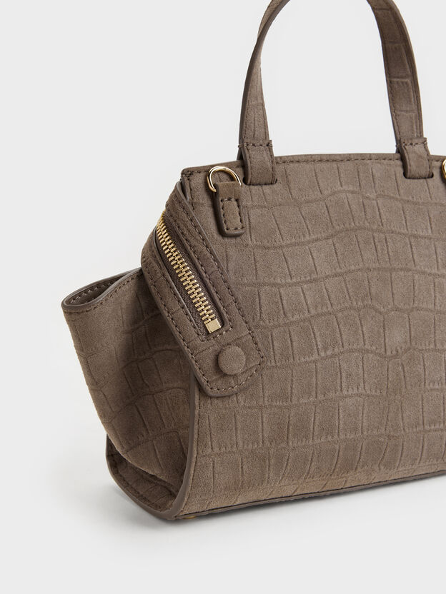 Pansy Trapeze Top Handle Bag, Stone Grey, hi-res