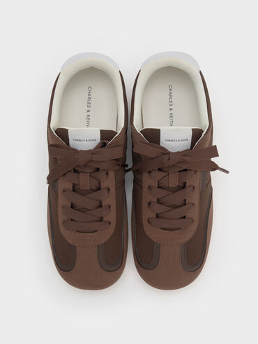 Nylon Contrast-Panel Sneakers, Dark Brown Textured, hi-res