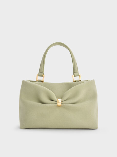 Halsey Ruched Top Handle Bag, Pale Sage, hi-res