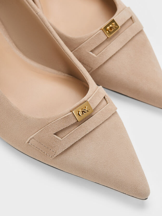 Georgina Suede Kitten Heels, Taupe, hi-res