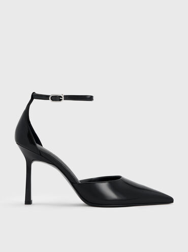 Pointed-Toe Ankle-Strap D'Orsay Pumps, Black Box, hi-res